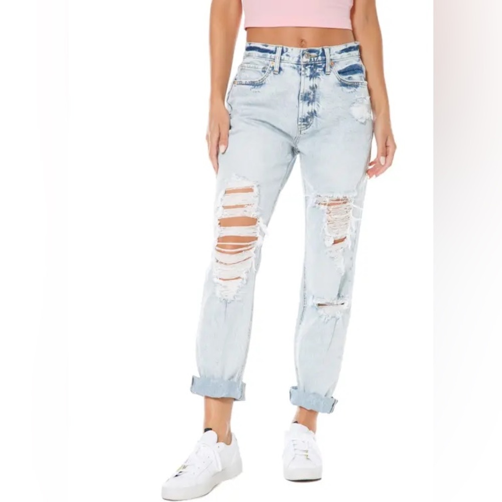 NWT JUICY COUTURE Destroyed High Waist TomBoy Bleach Acid Wash Destroy Jeans